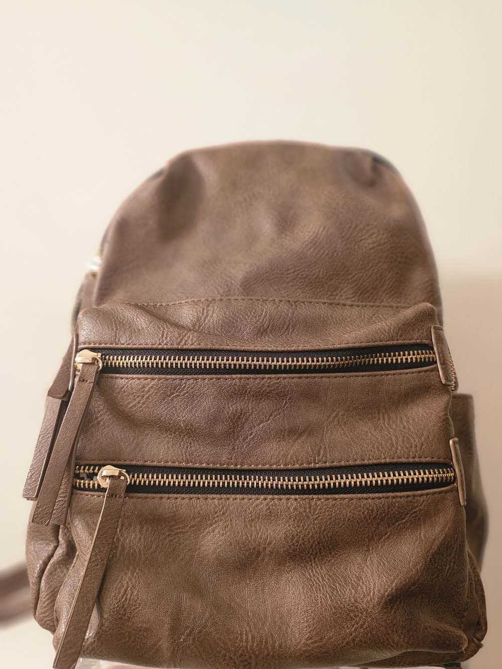 Madison West Brown Faux Leather Backpack